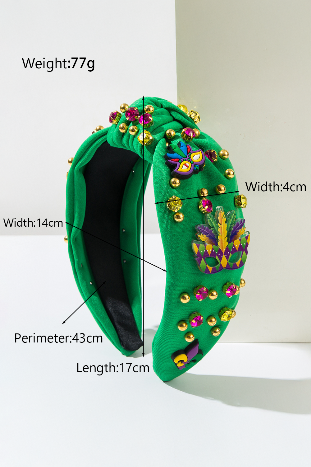 Dark Green Mardi Gras Rhinestone Headband