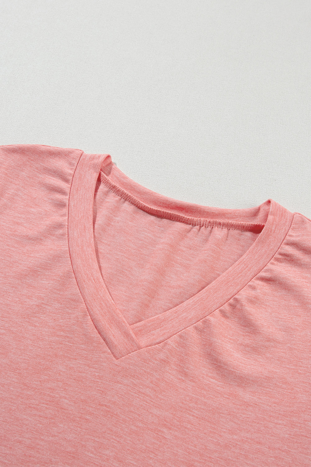 Rose Tan Tulip Sleeve V Neck T-Shirt